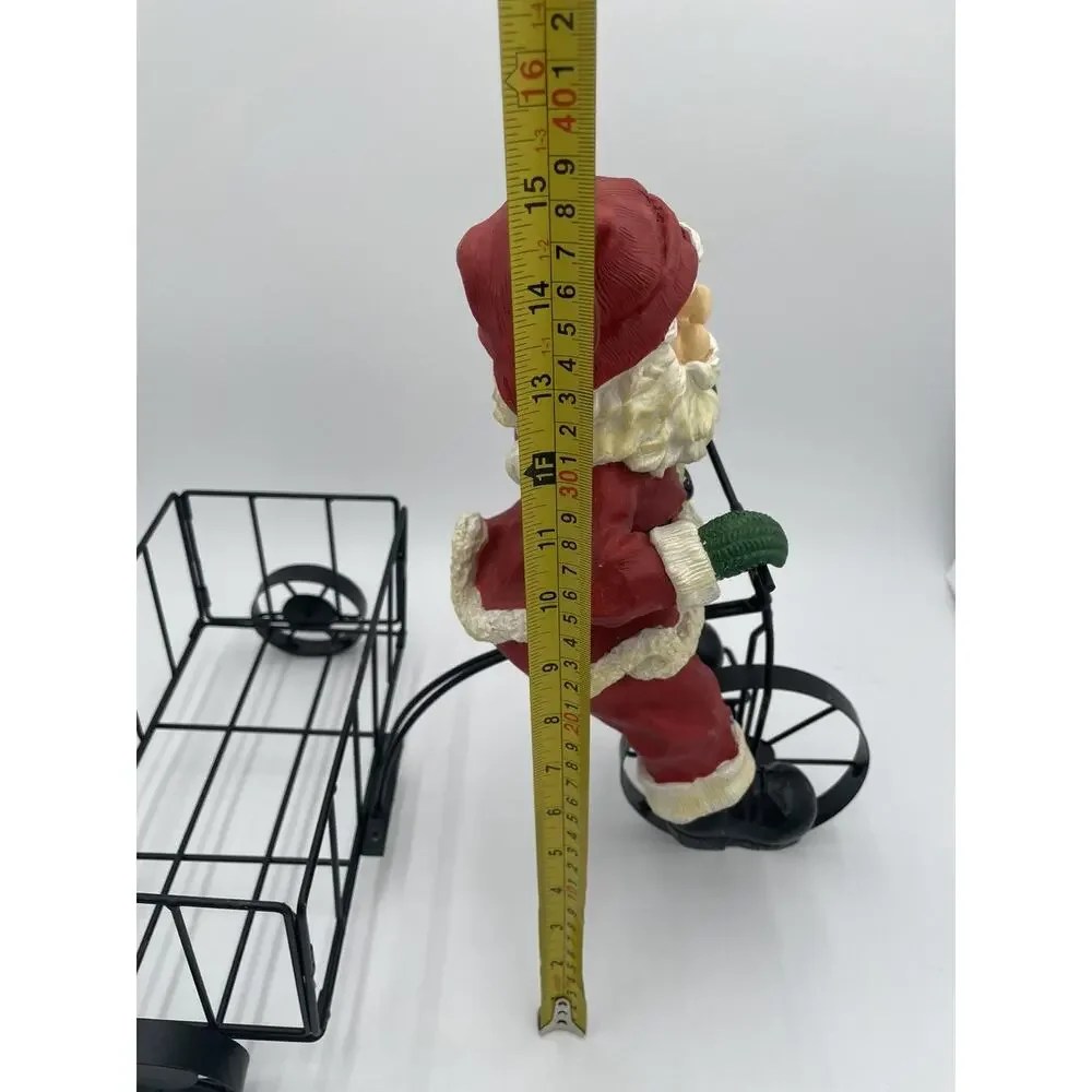 Large Oversized Christmas Decoration Vintage Santa Clause Riding Tricyle Basket